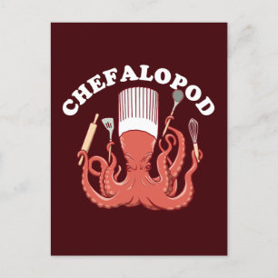 Chefalopod   Octopus Chef Funny Pun Postcard