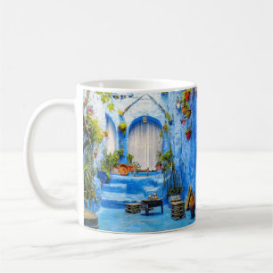 Chefchaouen Blue City Morocco Painting Bohemian Coffee Mug
