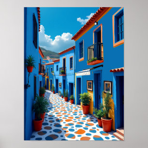 Chefchaouen Moroccan Blue City - Vibrant Travel Poster