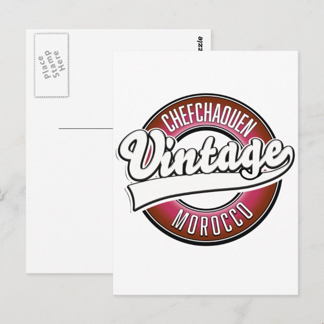 chefchaouen morocco vintage logo postcard (Front/Back)
