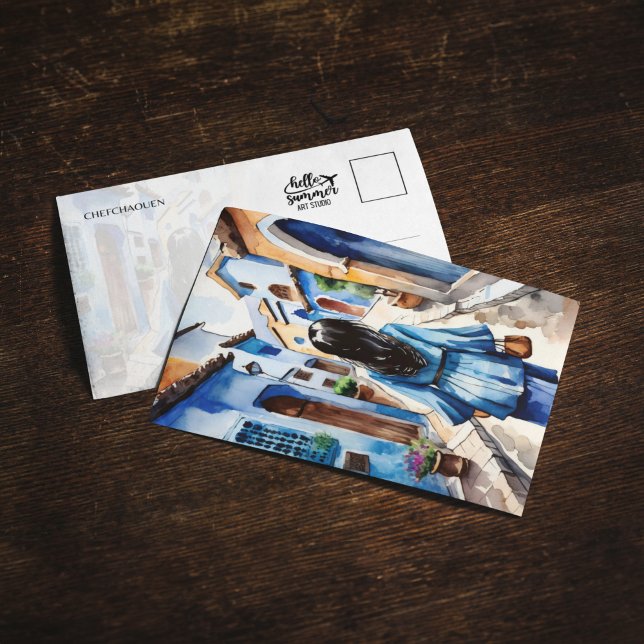 Chefchaouen Morocco Watercolor Postcard (Creator Uploaded)