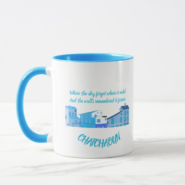 Chefchaouen Quote T-Shirt Mug (Left)
