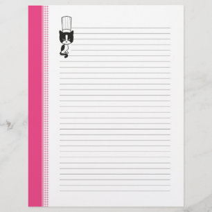 Chef's Cat Lined Recipe Pages