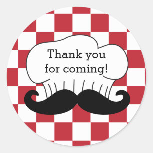 Chef's Hat Moustache Italian Pizza Party Thank You Classic Round Sticker