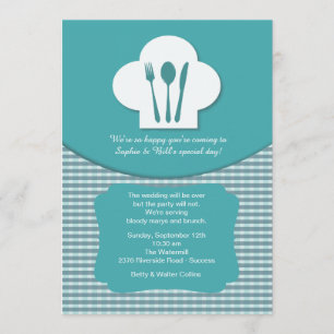 Chef's Hat (Teal) Post Wedding Brunch Invitation