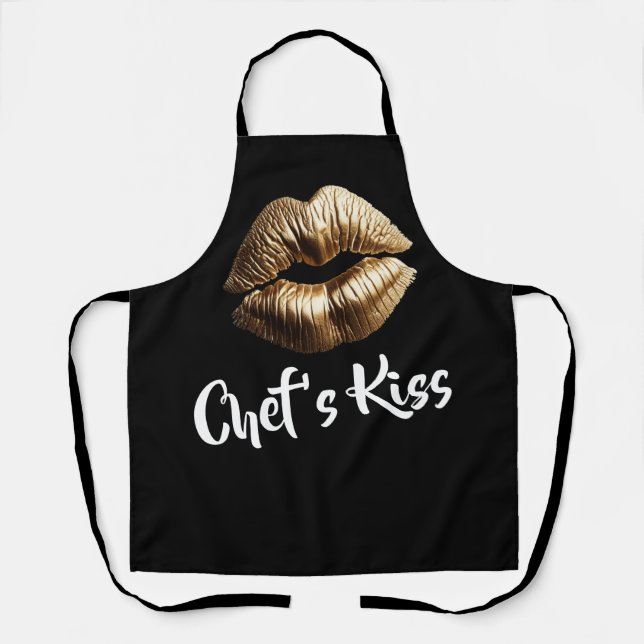 Chef's Kiss Gold Lips Apron (Front)