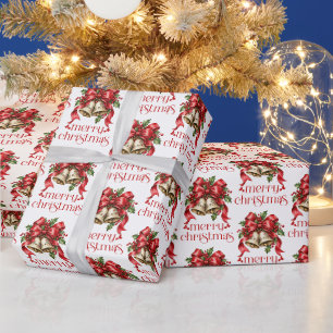 Cheistmas Bells & Holly Decoration Party Wrapping Paper