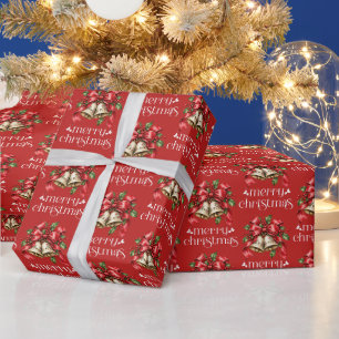 Cheistmas Bells & Holly Decoration Party Wrapping Paper