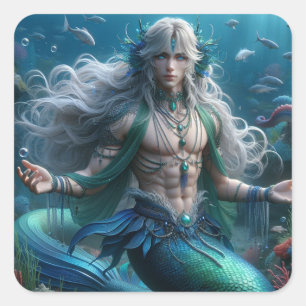Chelan - Merman - Mermaid Series Art Collection Square Sticker