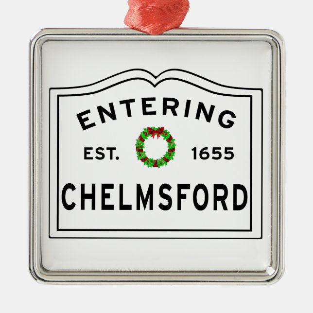 Chelmsford, MA Holiday Wreath Metal Ornament (Front)