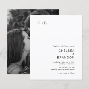 Chelsea Black and White Modern Wedding Invitation