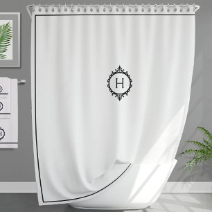 Chelsea Black and White Monogrammed Shower Curtain