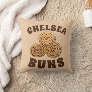 Chelsea Buns UK Currant Bun British Food Baking Cushion