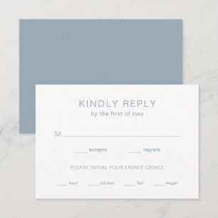 Chelsea Dusty Blue Modern Wedding RSVP Card