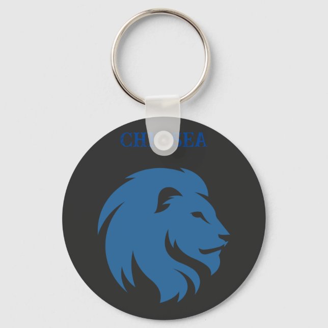 Chelsea FC with lion image. Customisable.  Key Ring (Front)