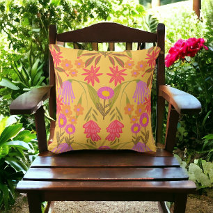 Chelsea Floral Garden Yellow and Pink Cushion