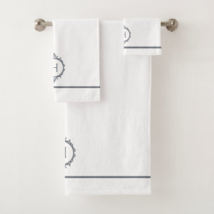 Chelsea Grey and White Monogrammed Towel