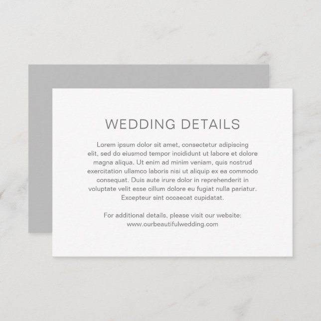 Chelsea Grey Modern Wedding Enclosure Card (Front/Back)
