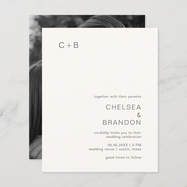 Chelsea Ivory Modern Wedding Invitation (Front/Back)
