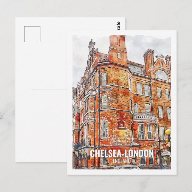 Chelsea London England Travel Place Watercolor Postcard (Front/Back)