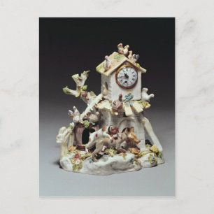 Chelsea porcelain farmyard clock case postcard