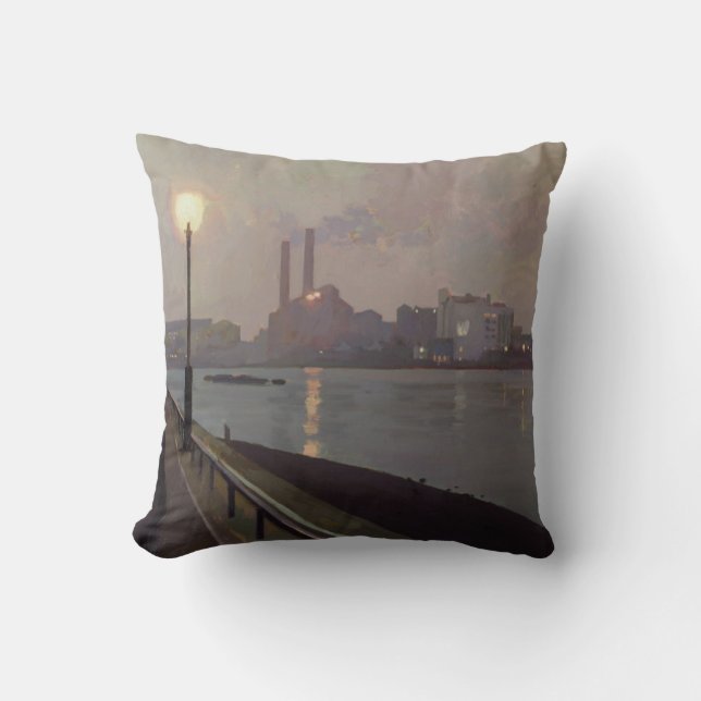 Chelsea Power Station by Night Cushion (Front)
