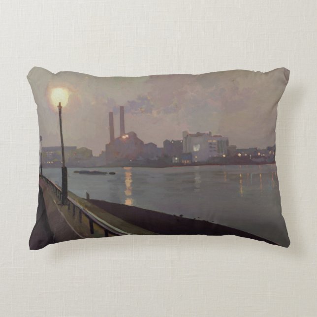 Chelsea Power Station by Night Decorative Cushion (Front)