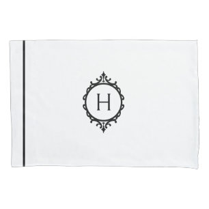 Chelsea Stormy Blue and White Monogrammed Pillowcase
