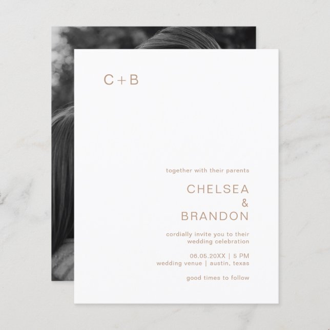Chelsea Taupe Modern Wedding Invitation (Front/Back)