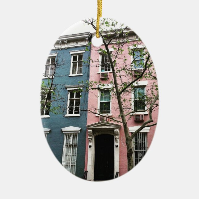 Chelsea Townhouses, NYC Ceramic Tree Decoration (Front)