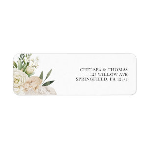 CHELSEA Watercolor White Blooms Wedding Invitation Return Address Label