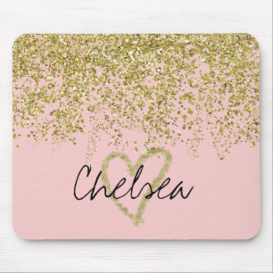 Chelsea's Glitter-y Heart Cascade Mouse Pad
