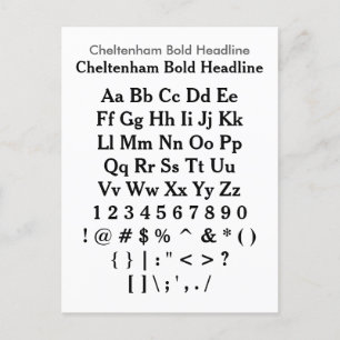 Cheltenham Bold Headline - Zazzle Font Sampler Postcard