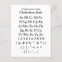 Cheltenham Italic - Zazzle Font Sample Sheet