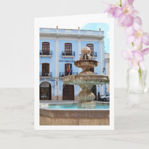 Chelva Plaza Fountain Portrait, Valencia, Spanish Card
