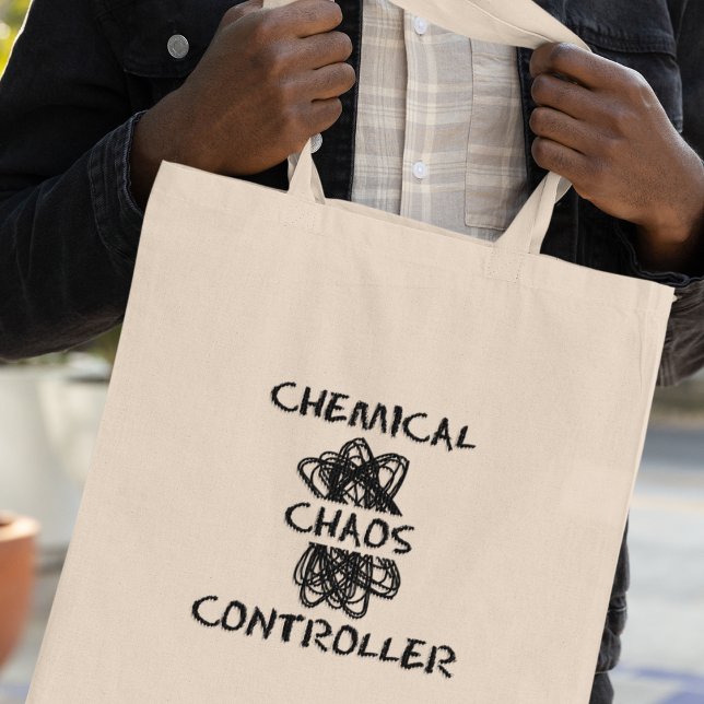 Chemical Chaos Controller Funny Chemistry Teacher Tote Bag (Shop now and show off your scientific flair wherever you go!)