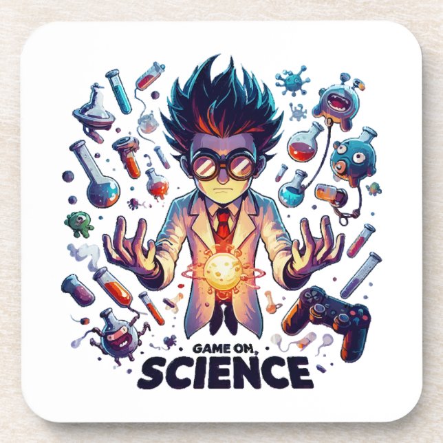 Chemical Concoction Game On, Science Theme Coaster (Front)