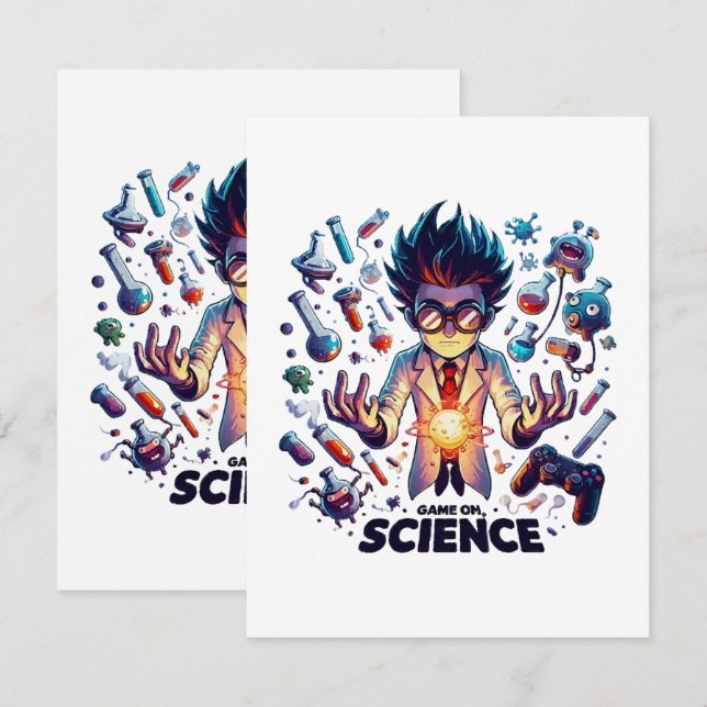 Chemical Concoction Game On, Science Theme Enclosure Card (Front/Back)