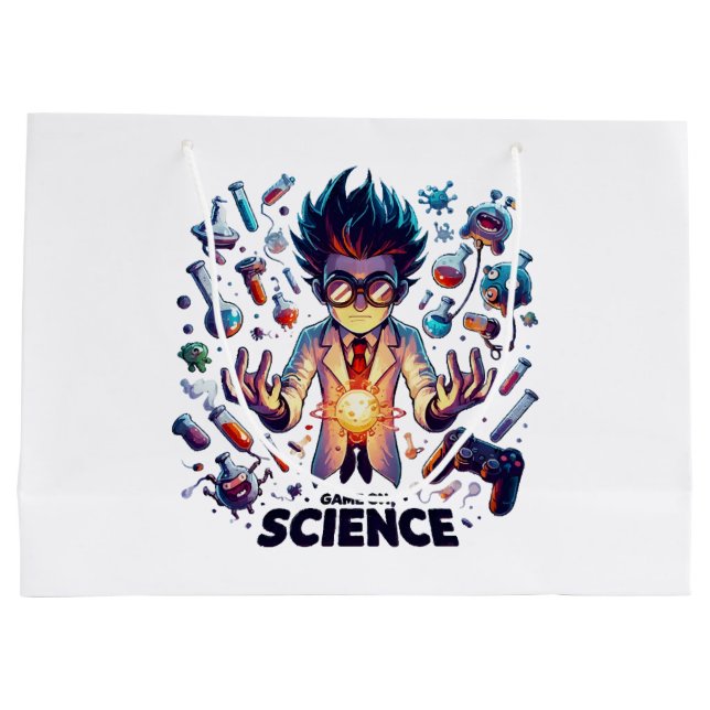 Chemical Concoction Game On, Science Theme Large Gift Bag (Back)