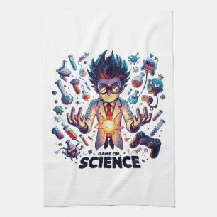 Chemical Concoction Game On, Science Theme Tea Towel