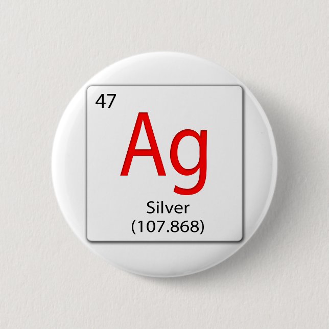 chemical element tile Ag — Silver 6 Cm Round Badge (Front)