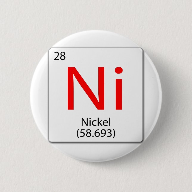 Chemical element tile. Ni Nickel 6 Cm Round Badge (Front)