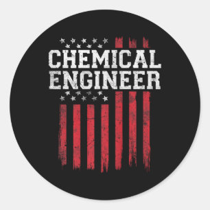 Chemical Engineer American Flag USA Patriot Patrio Classic Round Sticker