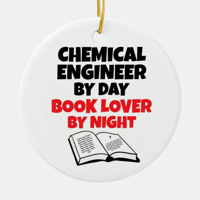 Chemical Engineer by Day Book Lover by Night Ceramic Tree Decoration (Front)