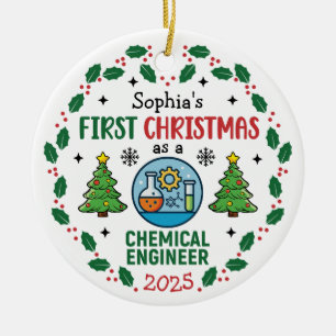 Chemical Engineer First Christmas Personalised Ceramic Ornament