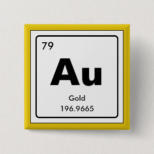 Chemical periodic table of elements: Au 15 Cm Square Badge