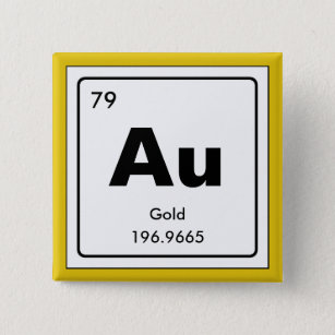 Chemical periodic table of elements: Au 15 Cm Square Badge