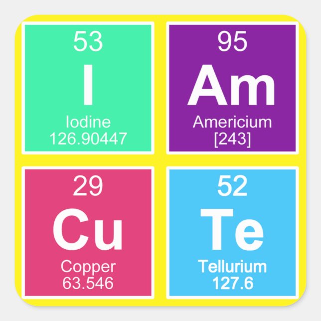 Chemical periodic table of elements: IAm CuTe Square Sticker (Front)