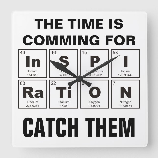Chemical periodic table of elements: InSPIRaTiON Square Wall Clock (Front)