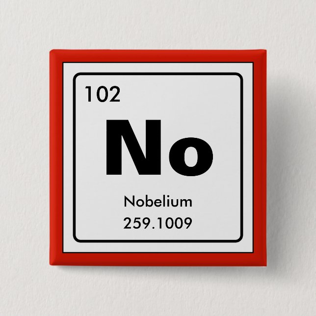 Chemical periodic table of elements: No 15 Cm Square Badge (Front)